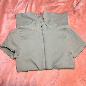 Amazon Ribbed Zip-Up Jumpsuit - Gray